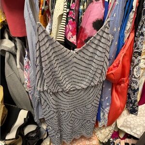 Adrianna Papell Gray Beaded Dress